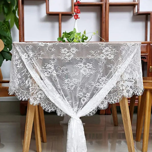 Rustikale Hochzeit Weiße Spitze Tischdecke Vintage Bestickte Empfangstisch Dekor Boho Party Valentinstag Tischdecke