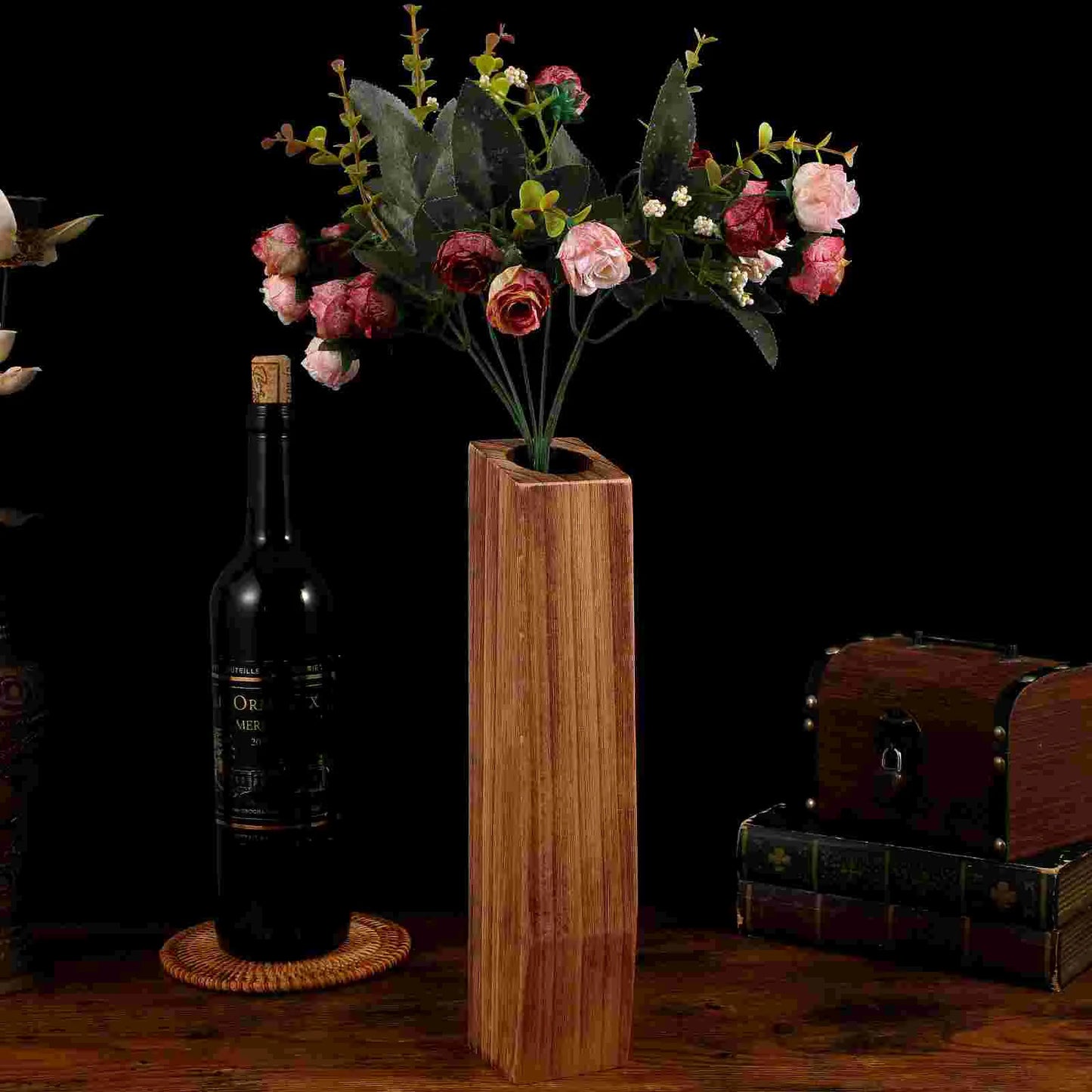 Bodenstehende Vase Pflanzenbehälter Holz Dekorative Blumentöpfe Blumen Vase Holz Dekoration Vase Blumentopf Schreibtisch Dekoration
