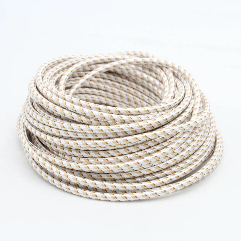 Frendorf | 3-adriges Stoffgeflecht Elektronikdraht – 250V 0.75mm² Flexibles Stromkabel für Vintage Pendelleuchten, Bunte Textilisolierte Schnur