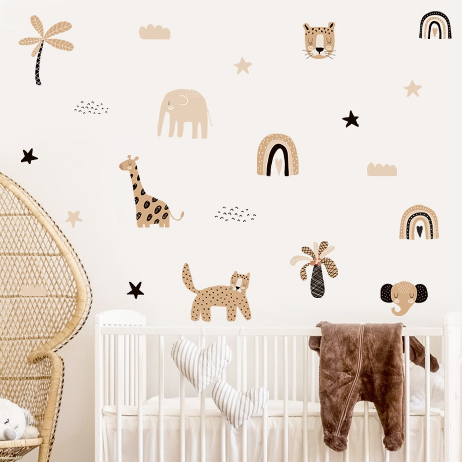 Frendorf | Cartoon Wandsticker Regenbogen und Tiergesichter
