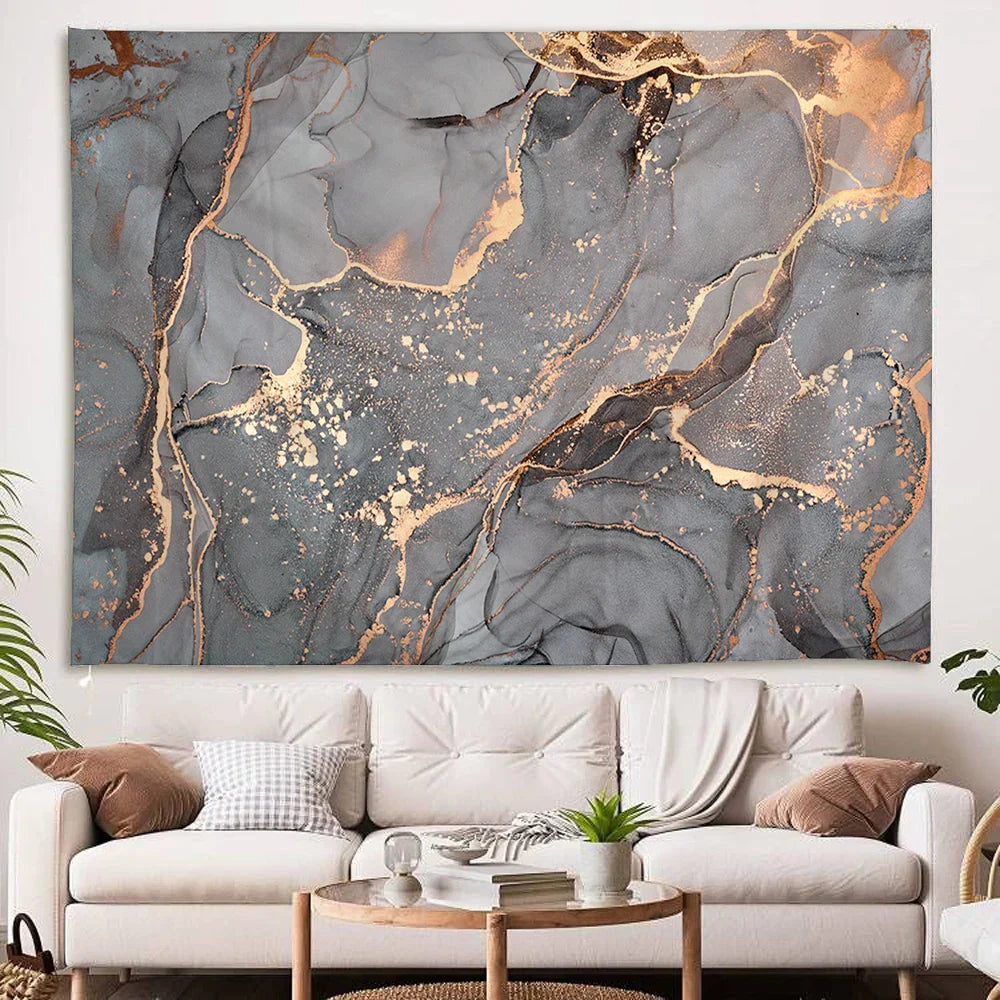 Frendorf | AquaGem Wandteppich | Blaue Achat Leinwand | Elegante Wanddekoration | Kunstwerk für Zuhause