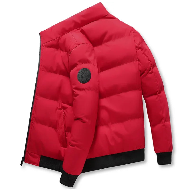 Frendorf | Winter Männer Dicke Baumwolle Daunenjacke Mode Herren Casual Stehkragen Parka Verdickte warme einfarbige Mäntel Windbreaker Outwear