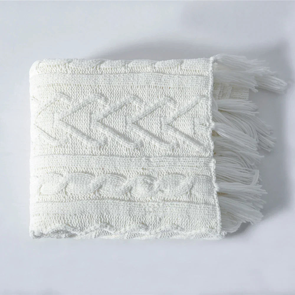 Frendorf | HeartKnit Kuscheldecke aus Chenille | Strickdesign | Für Bett & Sofa | Weich & Gemütlich