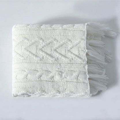 Frendorf | HeartKnit Kuscheldecke aus Chenille | Strickdesign | Für Bett & Sofa | Weich & Gemütlich