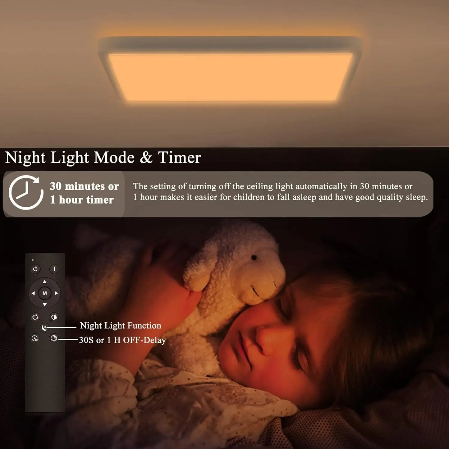 Frendorf | 12-Zoll LED-Deckenleuchte – Quadratische schlanke moderne Leuchte mit Fernbedienung für Schlafzimmer, Wohnzimmer, Flur und Küche