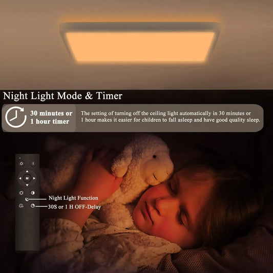 Frendorf | 12-Zoll LED-Deckenleuchte – Quadratische schlanke moderne Leuchte mit Fernbedienung für Schlafzimmer, Wohnzimmer, Flur und Küche