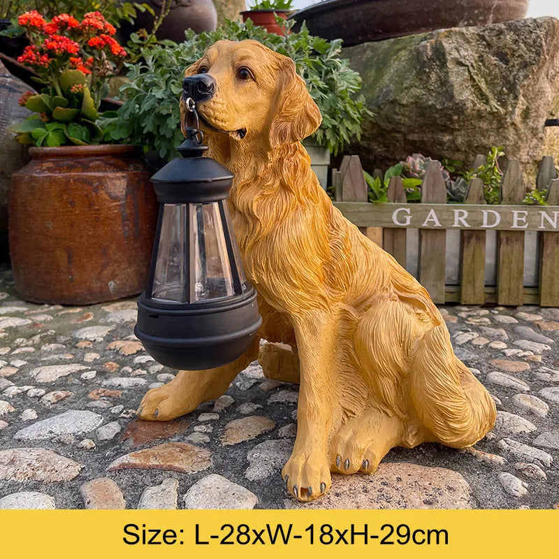 Frendorf | Solarbetriebene Outdoor-Harz-Hundestatue Lampe