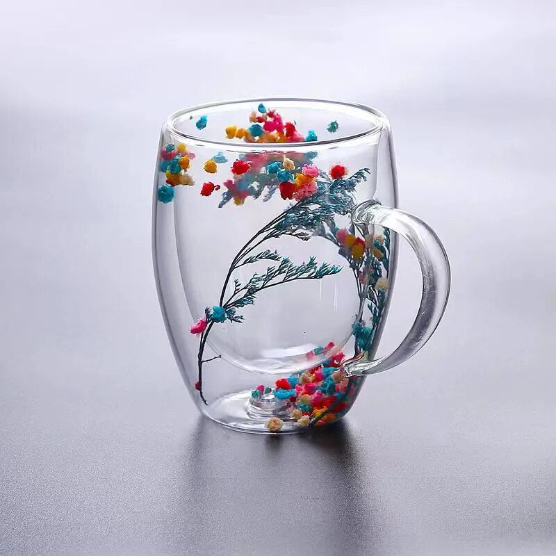 Frendorf | 2 Stück Trockenblumen Doppelt Wand Glasbecher