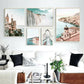 Venice Amalfi Küstenstadt Wasserfall Leinwandposter | Nordisches Schlafzimmer Wandkunst für Wohnzimmer Wohnkultur