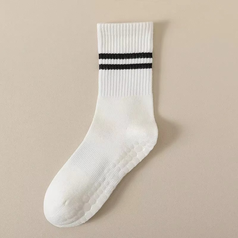 Frendorf | Unisex-Mid-Calf gestreifte Yoga-Socken - rutschfest, schweißabsorbierend, geruchskontrollierend