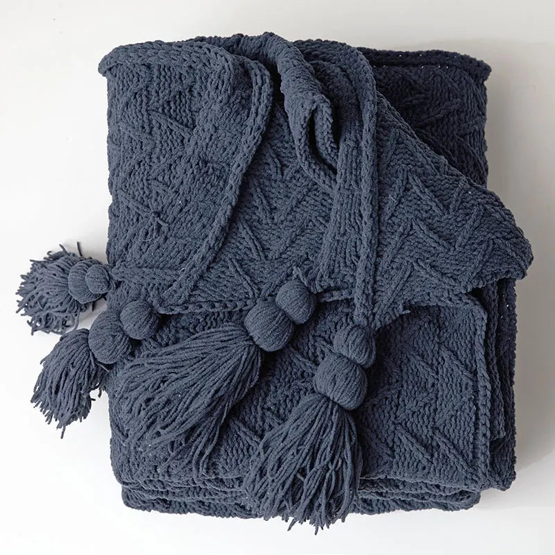 Frendorf | HeartKnit Kuscheldecke aus Chenille | Strickdesign | Für Bett & Sofa | Weich & Gemütlich