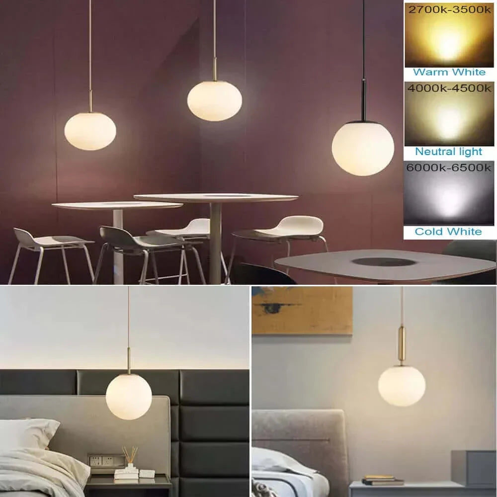Mid-Century Modern Glas Ball Pendelleuchte