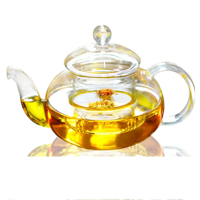 1000ml hitzebeständige Glas-Teekanne, Glas-Teekanne mit Infuser Teeblatt Kräuterkaffeekanne Teeset Praktische Flasche Blumentasse