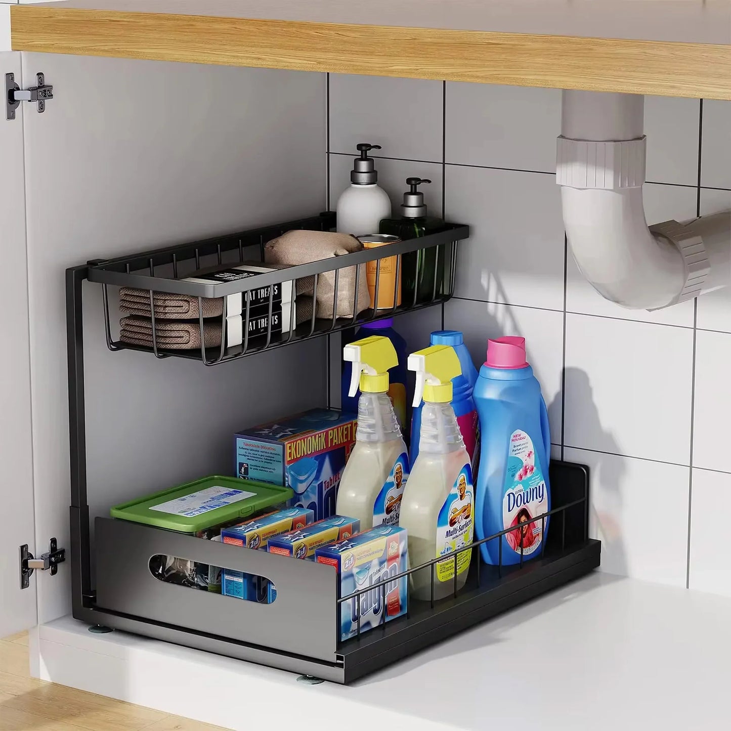 Frendorf | 2-Tier Unter Sink Schiebetür Schrank Organizer – Arlo