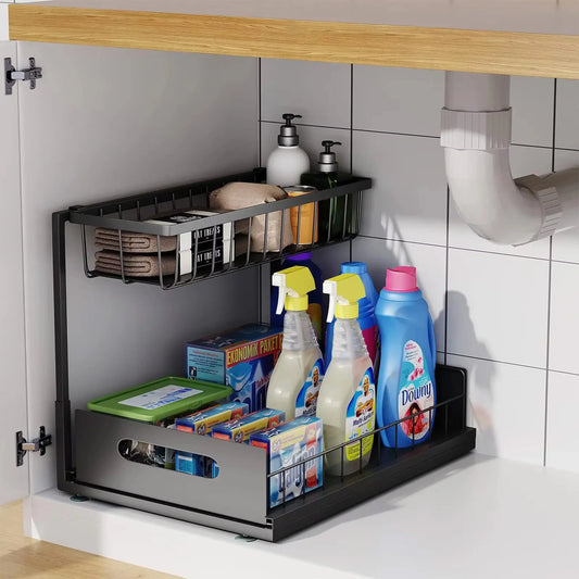 Frendorf | 2-Tier Unter Sink Schiebetür Schrank Organizer – Arlo