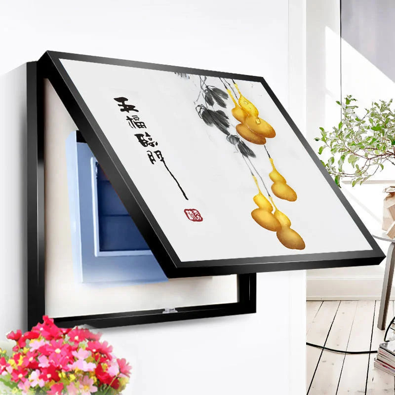 Elektrische Zählerkasten Dekor - Stromschalter Verstecken Abdeckung Wand Leinwand Poster Gemälde 40x30cm - Wohndesign Malerei Dekorativ