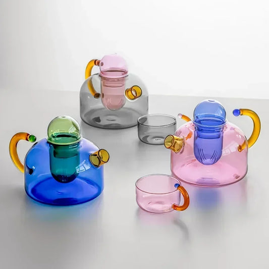 Vintage Bunte Glas Teekanne