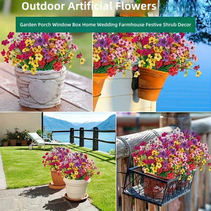 Frendorf | 12 Stück Outdoor Kunstblumen – UV-beständige Kunstblumen für Garten, Veranda, Fensterbank, Zuhause, Hochzeit & festliche Dekoration