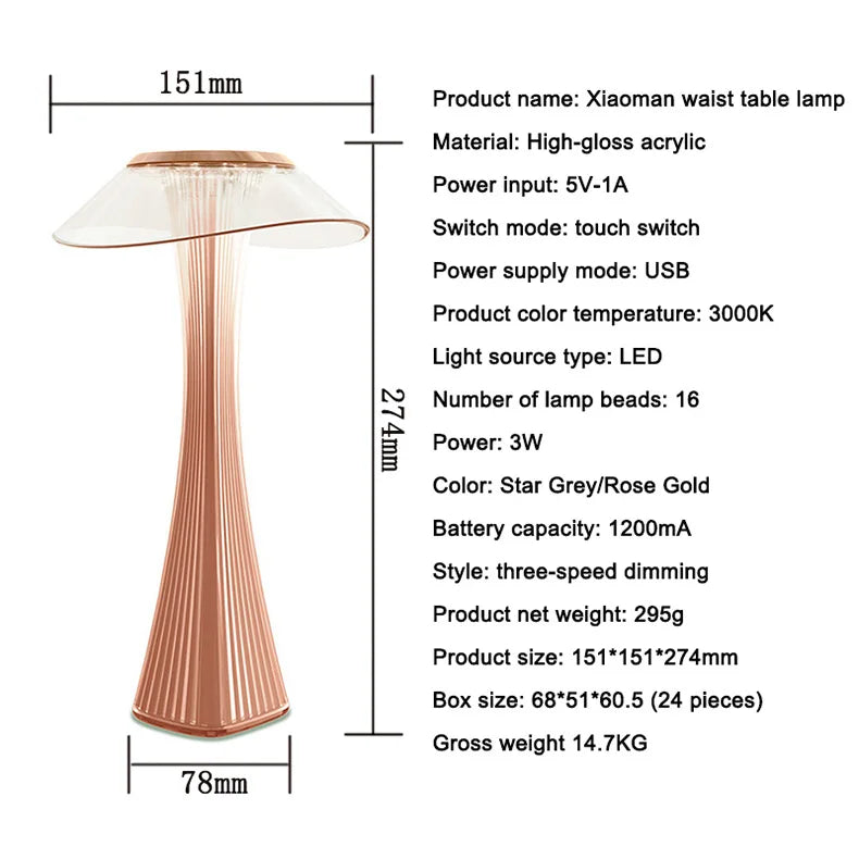 NEUE LED wiederaufladbare Tischlampe Berührungsdimmbar 3-Farben Lesebeleuchtung Schreibtischlampe Nachttischlampe