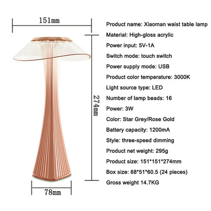 NEUE LED wiederaufladbare Tischlampe Berührungsdimmbar 3-Farben Lesebeleuchtung Schreibtischlampe Nachttischlampe