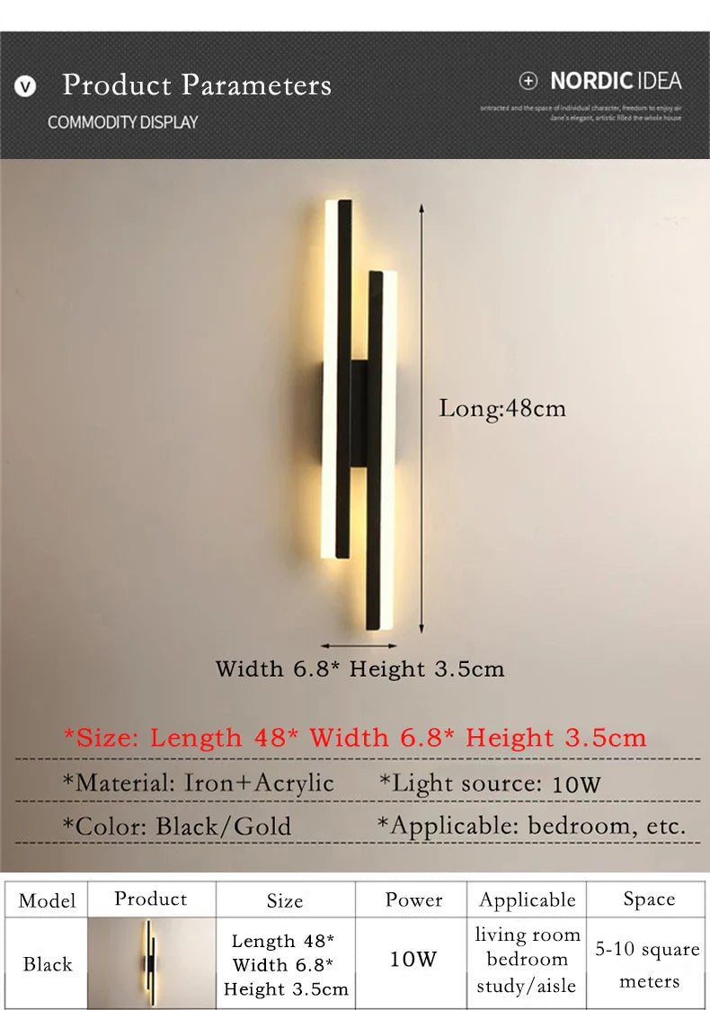 Moderne LED-Wandlampe: Schwarz/Gold Acryl Raumdekoration Licht