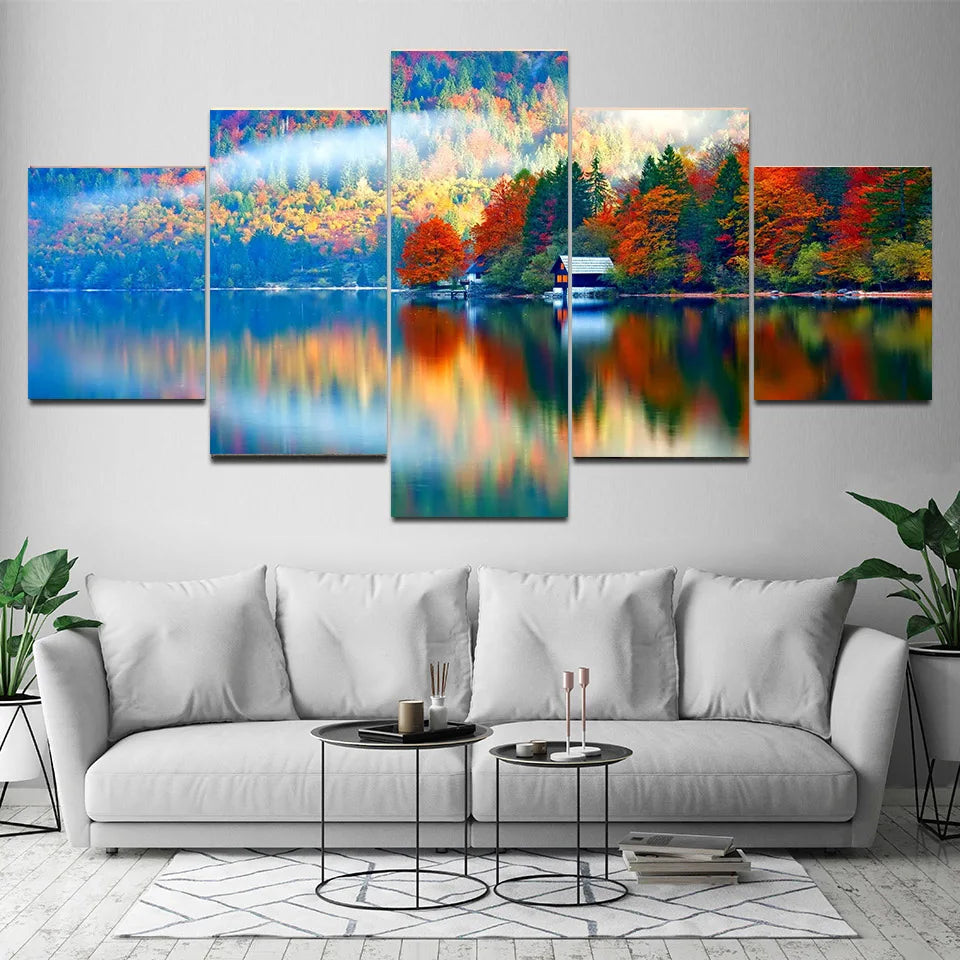 Frendorf | EcoHarmony Natur Leinwand 5er-Set | Wandkunst | Natürliche Eleganz | Wohn- und Bürodekoration
