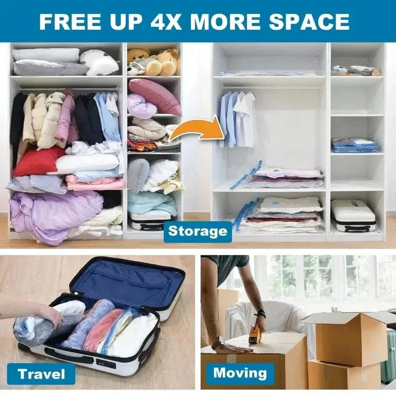 Frendorf | STORAGEPRO VACUUM BAGS – Vakuum-Kompressionstaschen für platzsparende Aufbewahrung von Kleidung & Bettwäsche