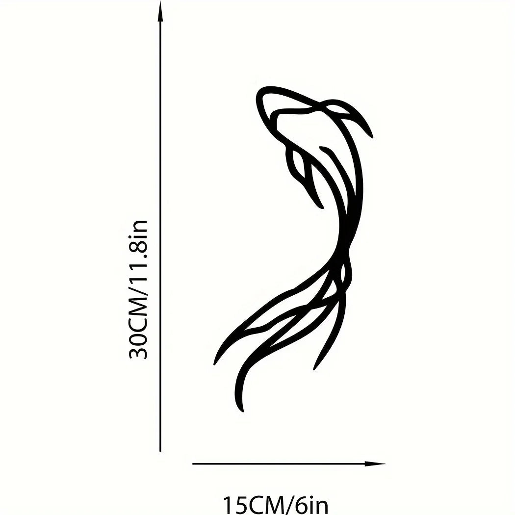 1 Stück Feng Fisch Kunst Metall Skulptur Minimalistische Linienkunst, Metall Wanddekoration Betta Fisch Wanddekoration Abstrakte Kunst, Fisch Vase Raumdekoration