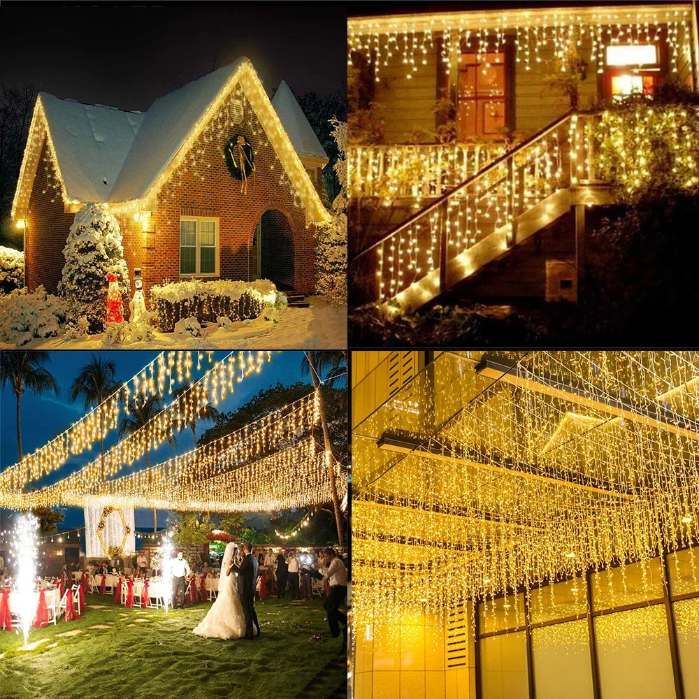 Outdoor Winter Slänger LED Eiszapfen Vorhang Weihnachtsbeleuchtung - Curtcle