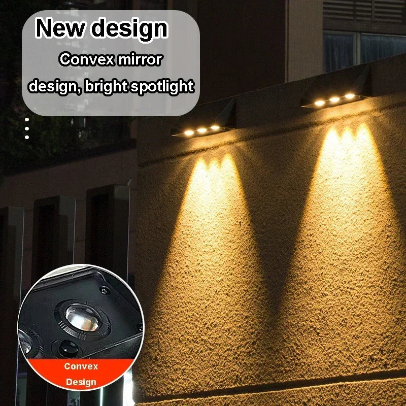 Frendorf | Solar-Wandleuchte LED Außenlampe – Wasserdicht, Solarstrom, 1/2/3/4 LED-Perlen für Veranda, Balkon, Innenhof und Zaun Dekor