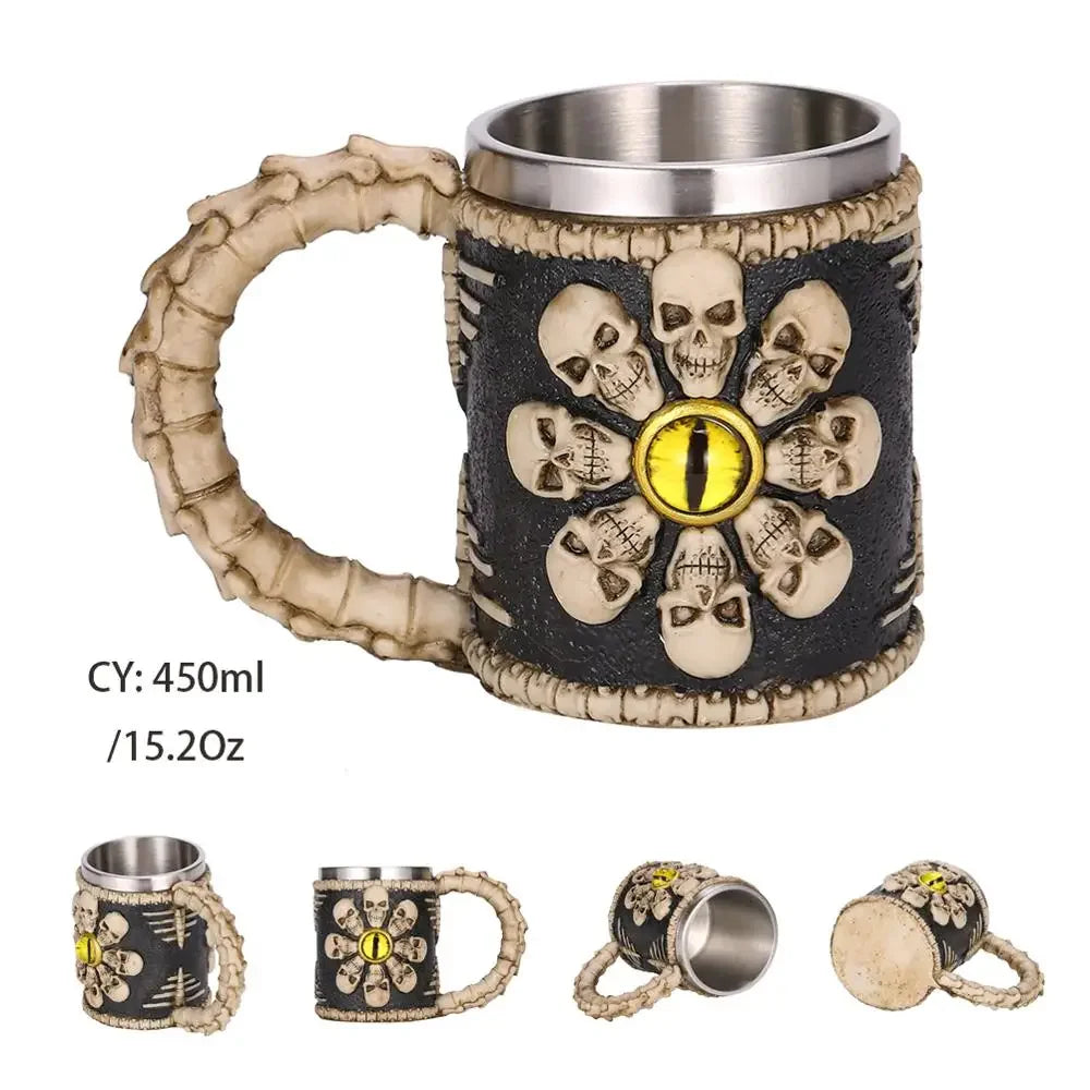 Mittelalterlicher Drachenharz-Edelstahlbecher als Kaffeebecher oder Teebecher
