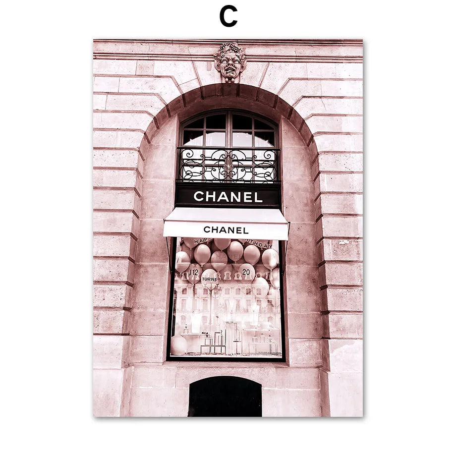 Französischer Luxusladen Mode Nordischer Poster Parfüm Sexy Mädchen Straßenansicht Wandkunst Leinwandmalerei Wandbilder Wohnzimmer Dekor