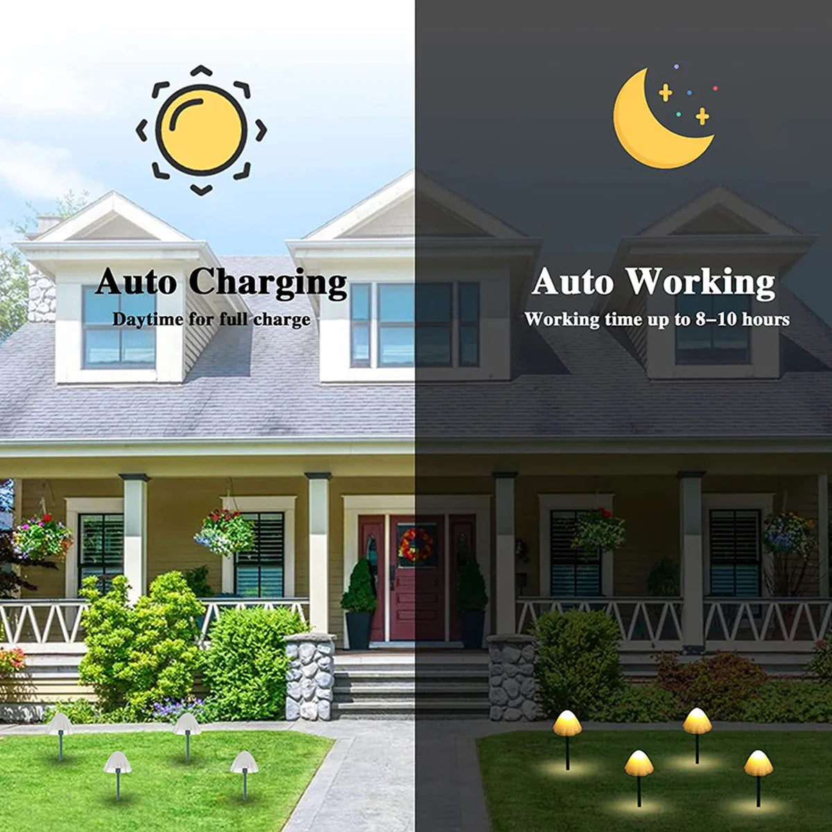 Frendorf | 11M Solar-Pilz-Lichterketten – LED-Feenlichter für den Außenbereich, Garten, Rasen, Camping und Partyddekoration