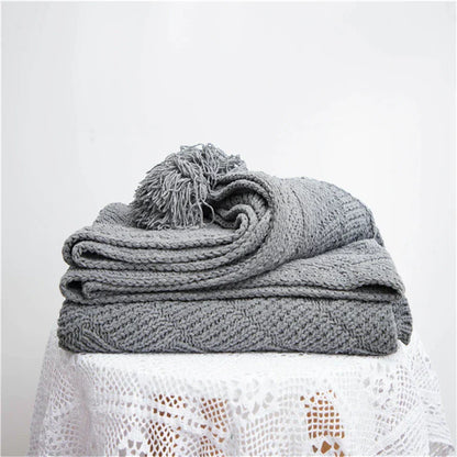 Frendorf | HeartKnit Kuscheldecke aus Chenille | Strickdesign | Für Bett & Sofa | Weich & Gemütlich