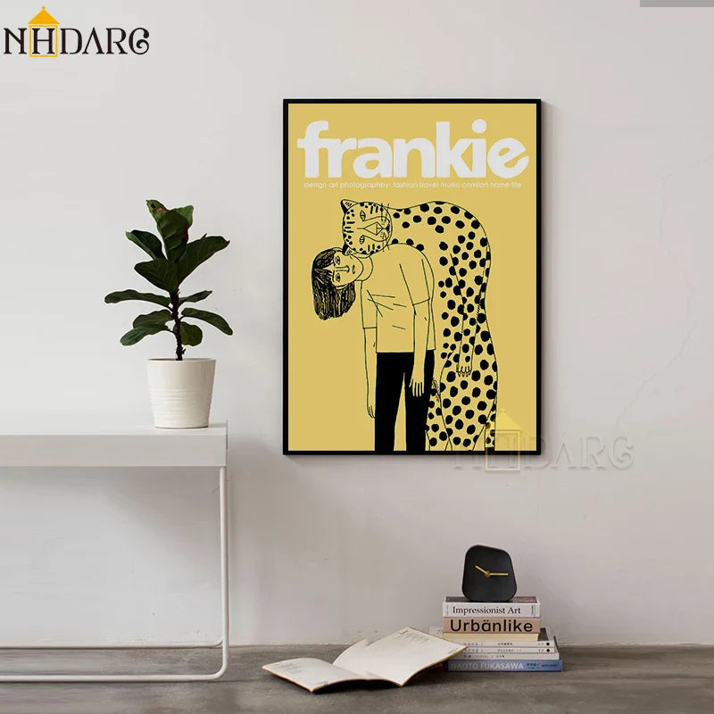 Caricature Figure Art Leopard Boy Canvas Painting  Abstract Posters and Prints Wall Pictures Modern Living Room Christmas Gifts