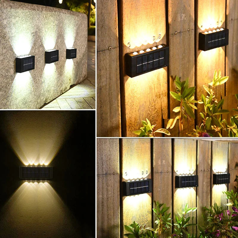 Frendorf | 10 LED Solar Wandleuchte – IP65 wasserdichte Außen-Sicherheitswandleuchte für Garten, Hof, Zaun, Veranda und Terrasse (Warmweißes Licht, Automatischer Sensor, Energiesparend)