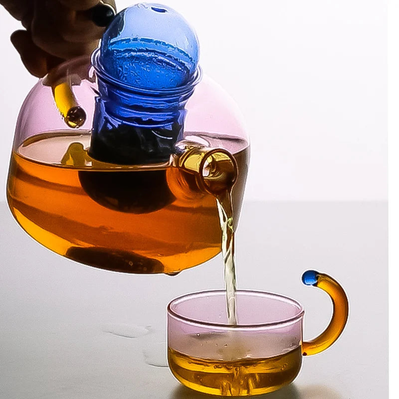 Kontrastierende Farbe Glas Teeset