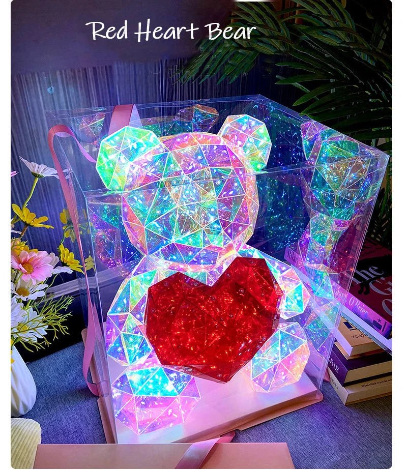 30 cm Teddybär Puppe Geschenk Lampe Bunte Funkelnde Romantische Überraschung LED Geschenk Licht Mädchen Geburtstag Valentinstag Schlafzimmer Dekor