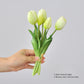 Frendorf | 5 kurze Pole Tulpen Kunstblumen – weiche Gummi-Seiden-Tulpen für Wohnkultur, Hochzeiten und Fotografie-Requisiten