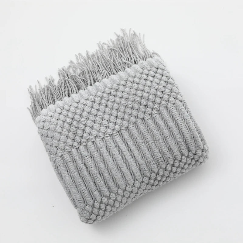 Gemütliche lila Diamant Strickdecke