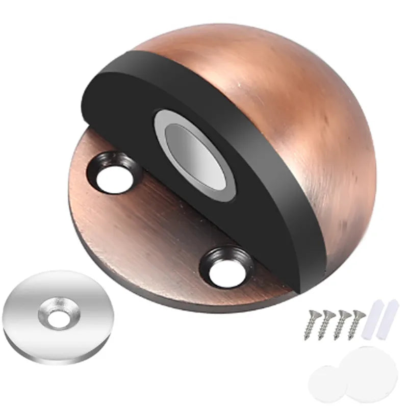 Edelstahl Magnet Türstopper - Bohrfrei, Magnetische Saugkraft, Halbrunder Gummi Anti-Kollisions Türberührung Stopp