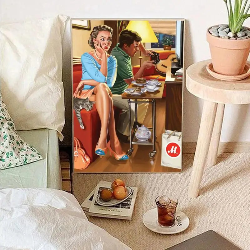 Neues russisches Shabby Chic Mädchen Poster Wandkunst Wohnkultur Raumdekoration digitale Malerei Wohnzimmer Restaurant Küchenkunst