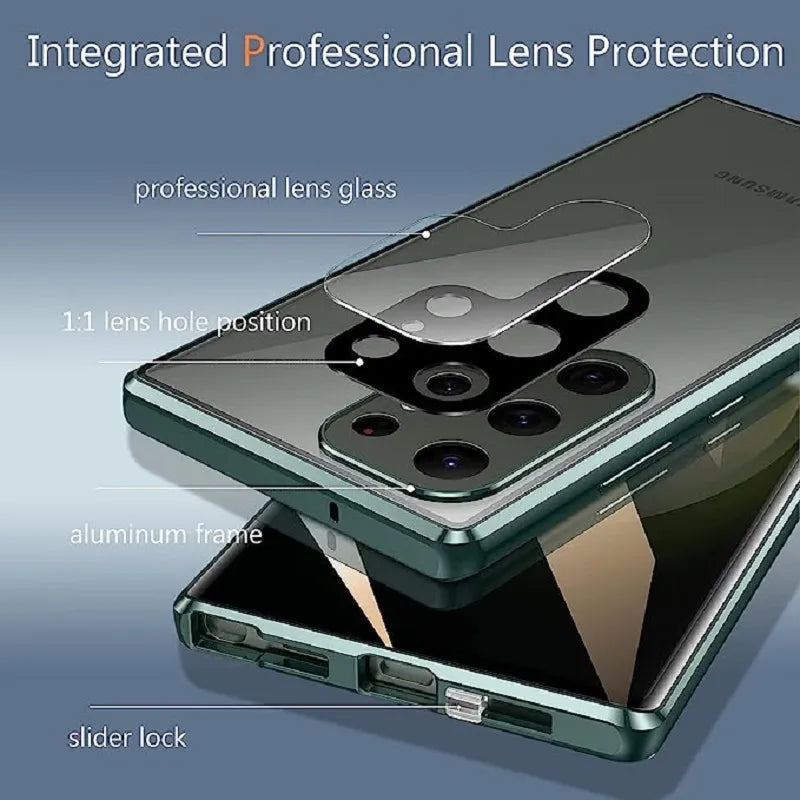 Frendorf | Metall Aluminiumlegierung 360 Hülle mit Sicherheitsverschluss für Samsung Galaxy S24-S23 Serie