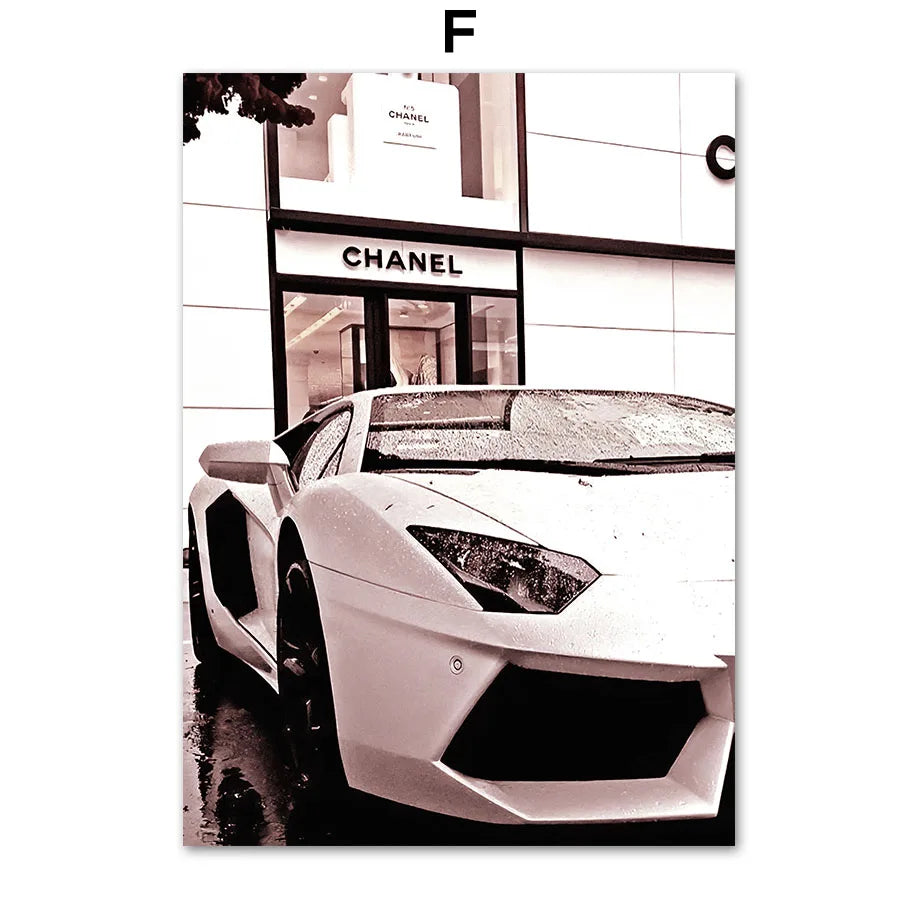 Französischer Luxusladen Mode Nordischer Poster Parfüm Sexy Mädchen Straßenansicht Wandkunst Leinwandmalerei Wandbilder Wohnzimmer Dekor