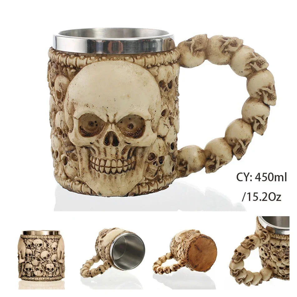 Mittelalterlicher Drachenharz-Edelstahlbecher als Kaffeebecher oder Teebecher