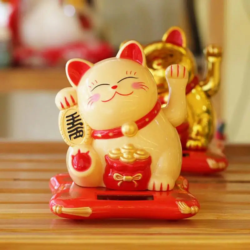 Frendorf | LuckyMiko Chinesische Glückskatze | Winkende Katze mit Beweglichem Arm | Feng Shui Dekoration für Zuhause & Büro | Symbol für Wohlstand