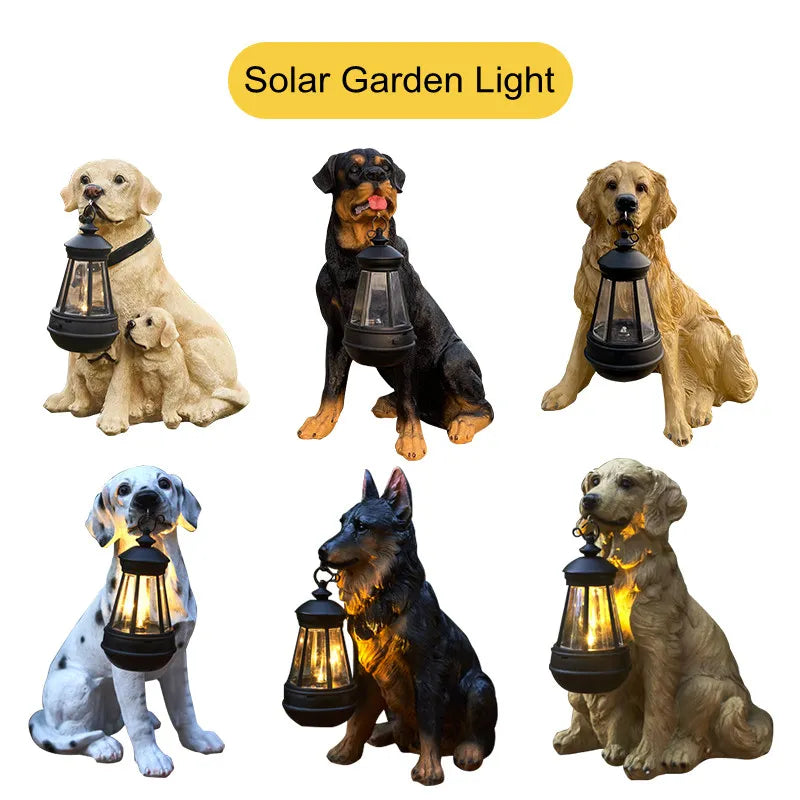 Frendorf | Solarbetriebene Outdoor-Harz-Hundestatue Lampe