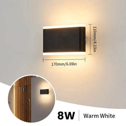 Frendorf | Outdoor LED Wandleuchte mit Bewegungsmelder – Wasserdichte Treppenbeleuchtung, Auf- und Ab-Licht für Schlafzimmer, Flur, Loft und Zuhause (4W, 6W, 8W, 10W)