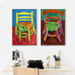 David Hockney Kunststil Bunte Stuhl Leinwanddruck Gemälde Plakat Wandbild Ornament Wohnzimmer Innenraum Wohnkultur