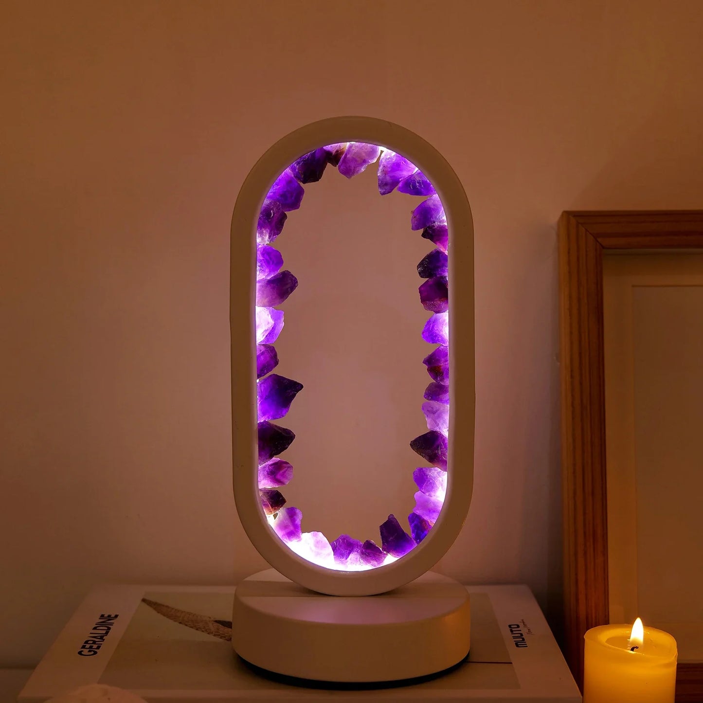 Natürliche Amethyst Oval Nachtlicht